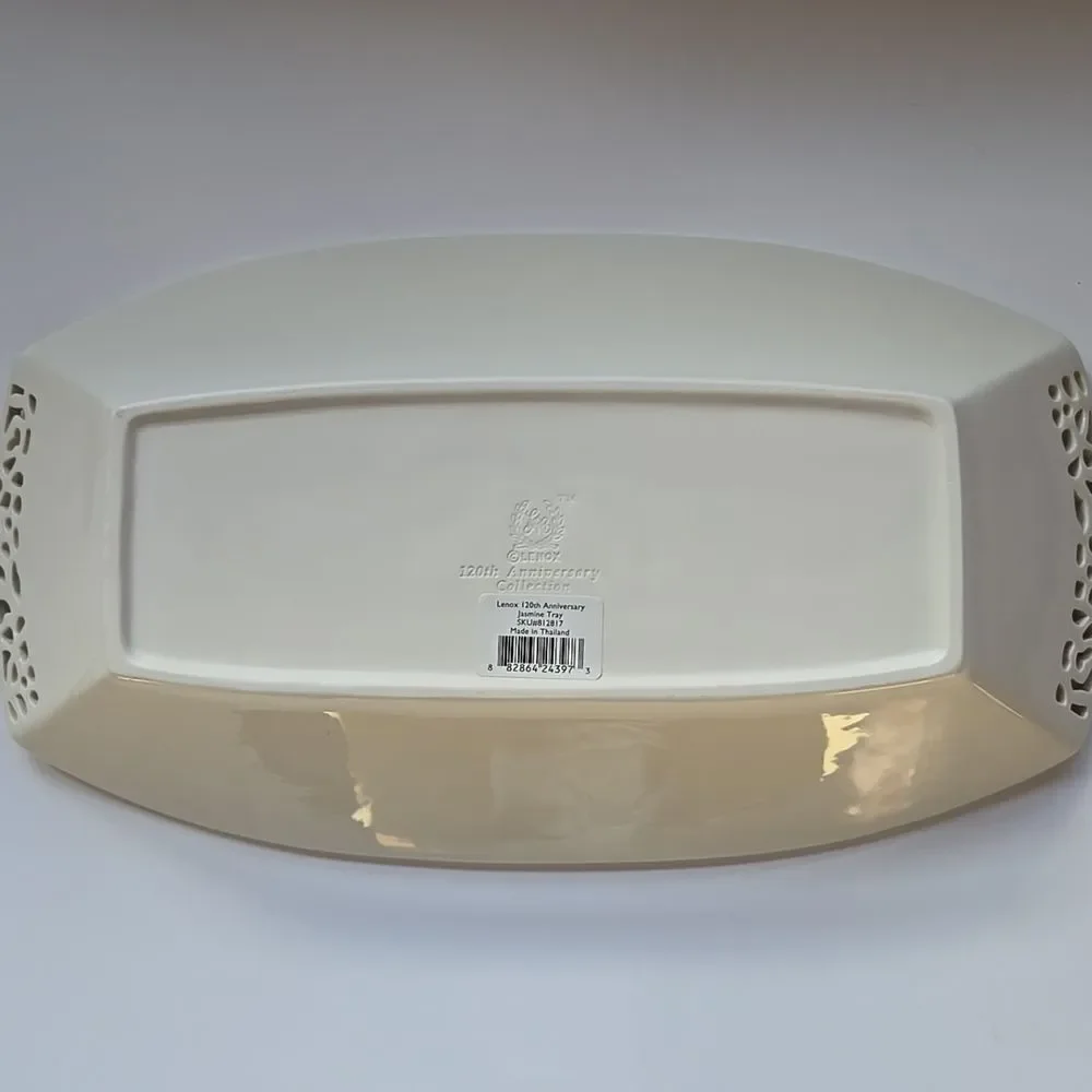 Lenox Jasmine Rectangle Serving Tray Floral Lattice 120th Anniversary Collection